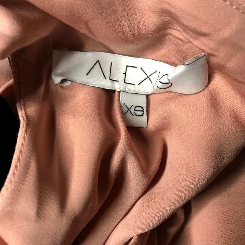 Alexis Malia Dusty Pink Cold Shoulder Choker Blouse Ribbon Tie XS‎ Designer - Picture 7 of 12